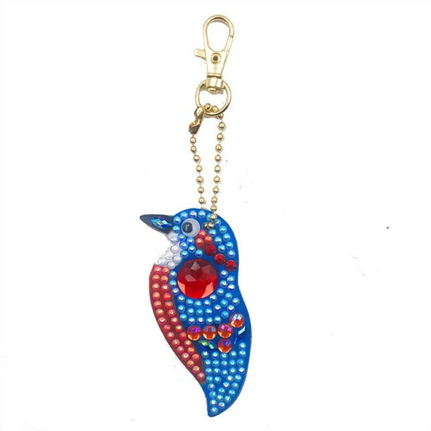 4pcs DIY Bird Full Drill Special Shaped Diamond Painting Keychain Pendant Gifts